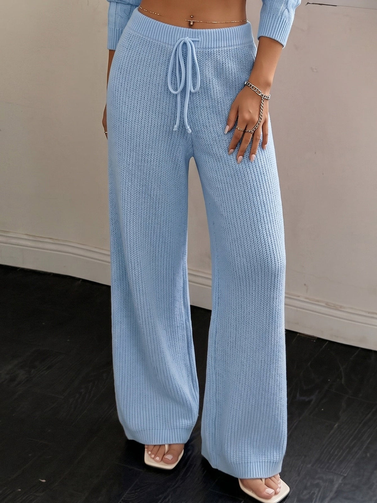 Aitana Ribbed Knit Wide-Leg Trousers