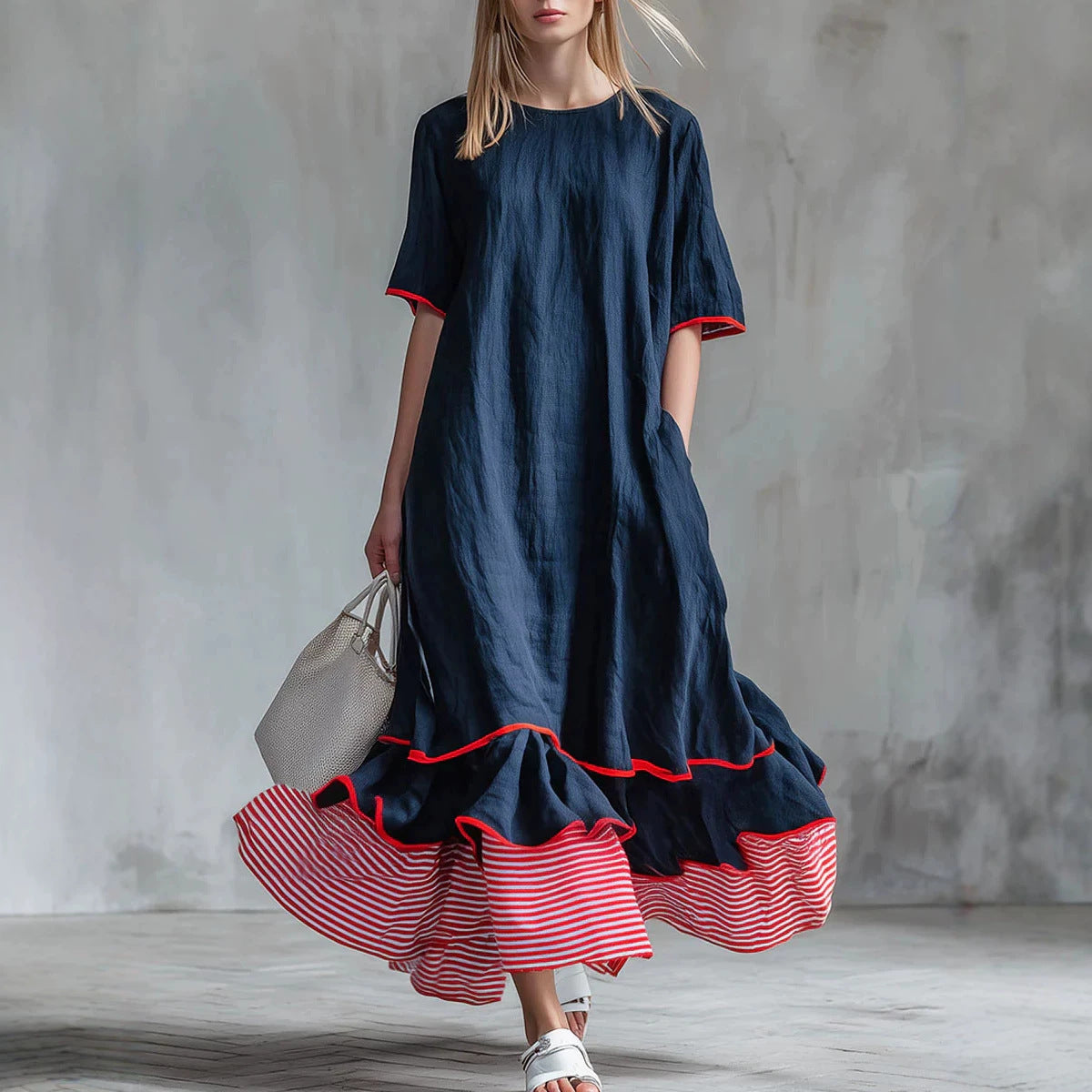 Margaux | Casual Striped Patchwork Dress