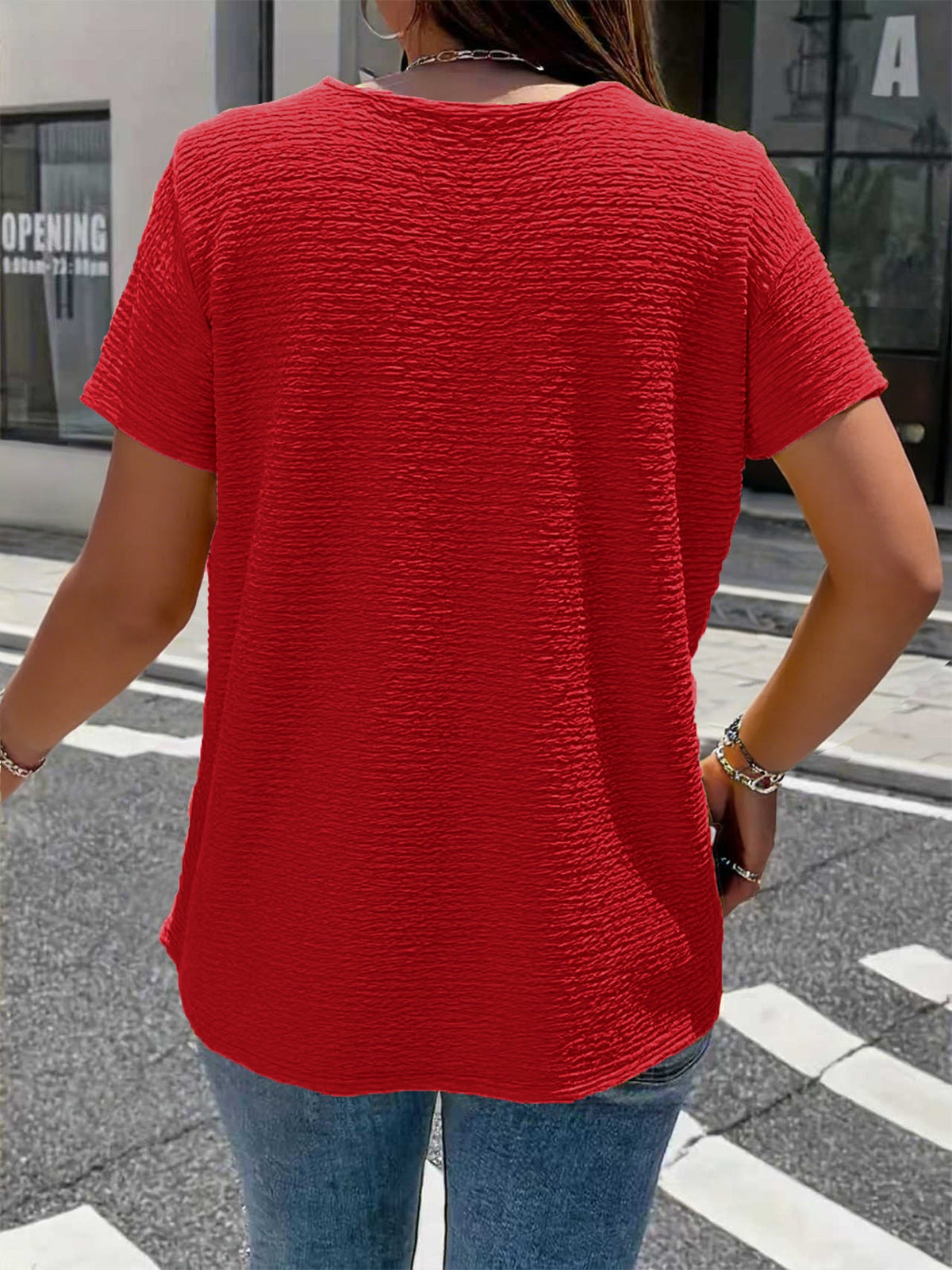 Etta Textured V-Neck Everyday Blouse