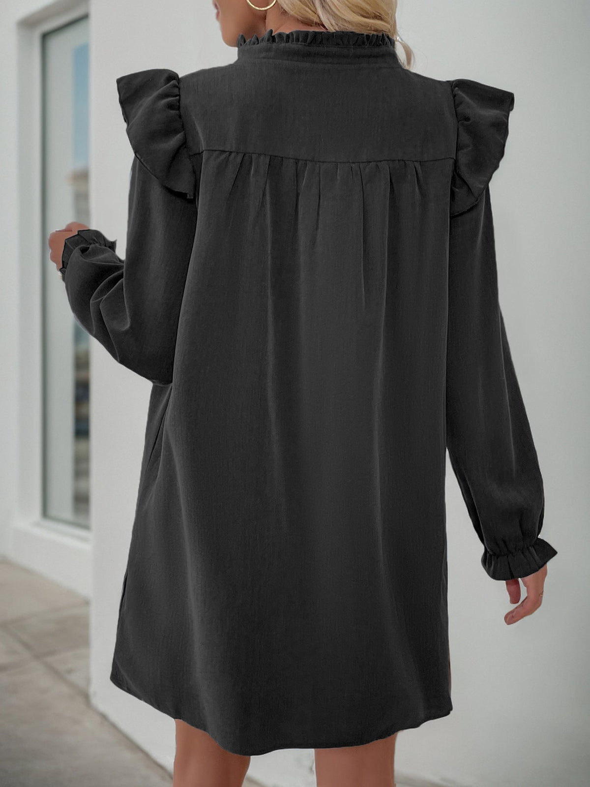 Catherine Cotton Blend Relaxed Ruffle Dress