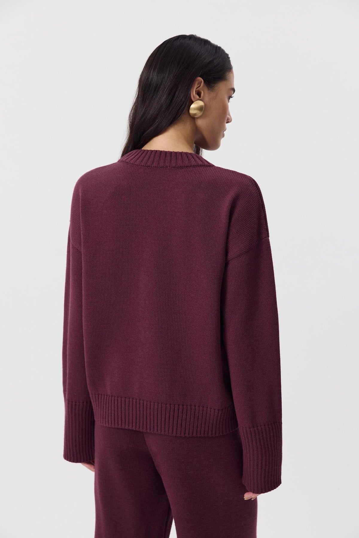 Ottilia Cotton Crew Neck Drop Shoulder Sweater