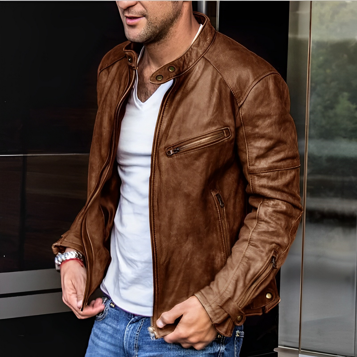 Men's Aviator Jacket, Stand Collar, Long Sleeves, Zip Front