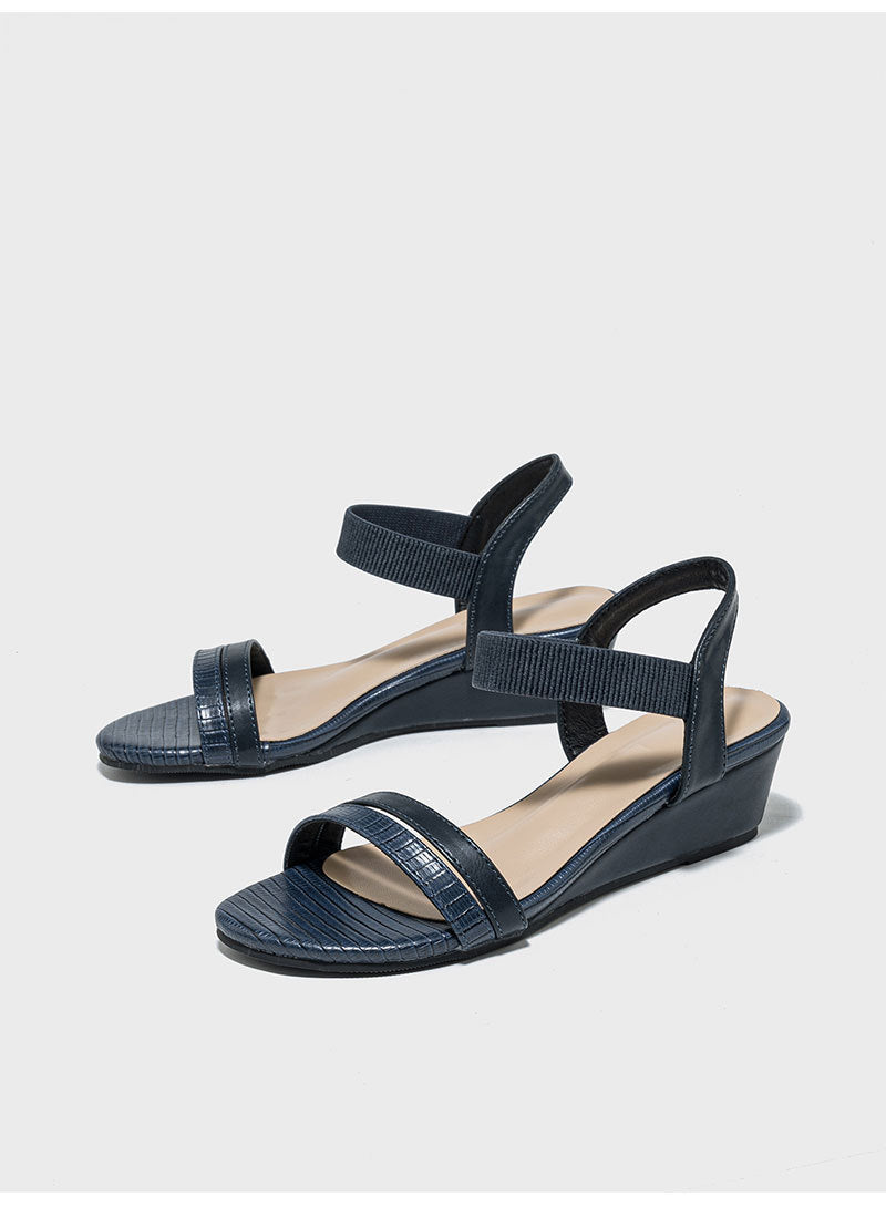 Odile Textured Strap Low Wedge Sandals