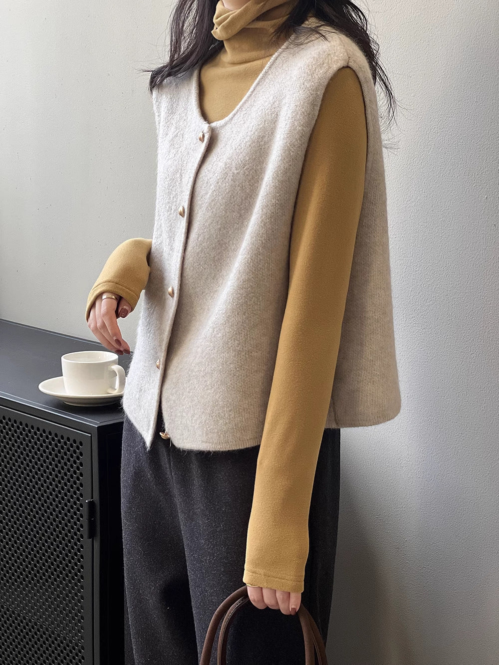 Amaya Button-Front Knit Sweater Vest