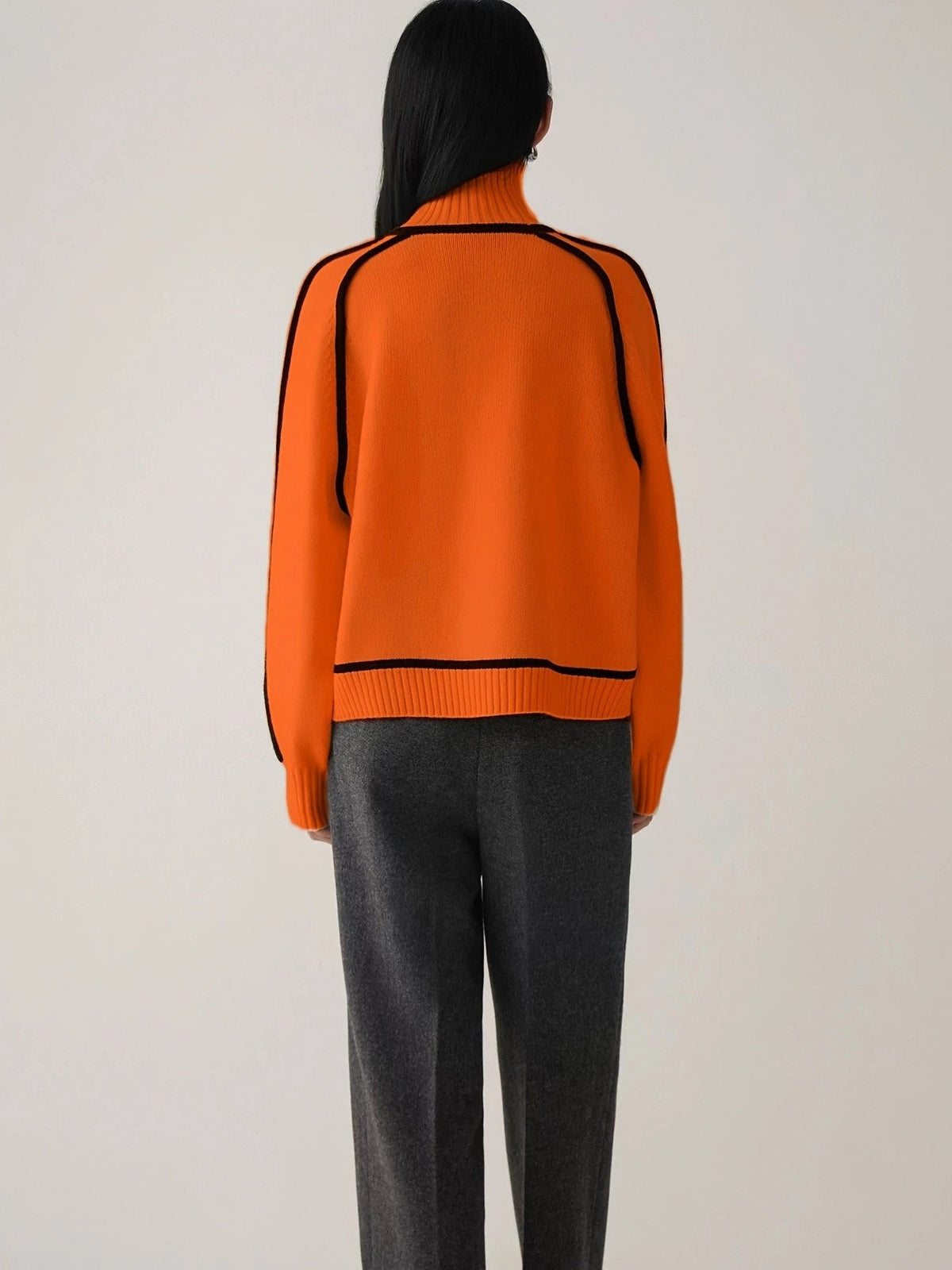 Ornella Contrast Piping Turtleneck Sweater