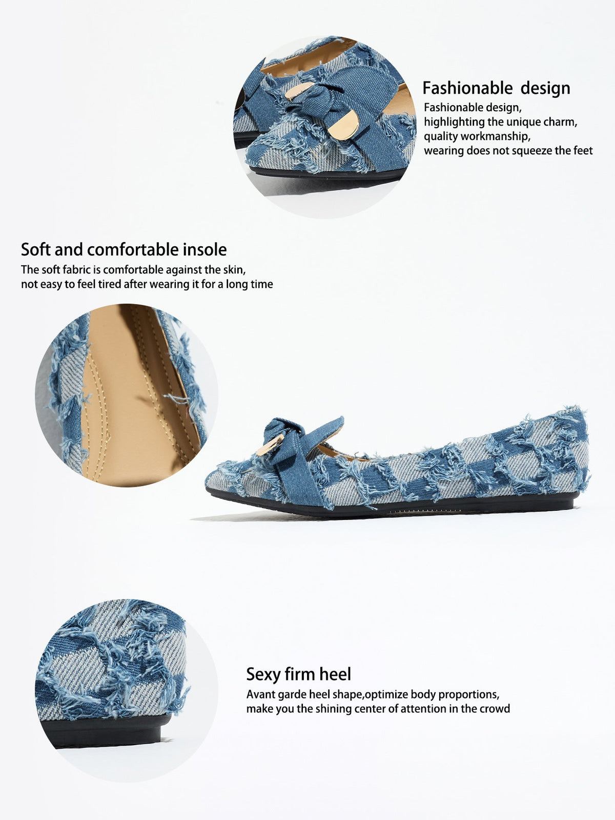 Carla Denim Pointed Toe Slip-On Flats