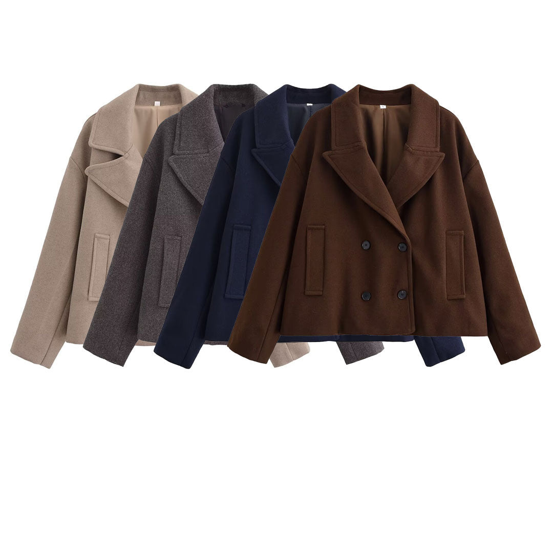 Thalia Double-Breasted Cropped Pea Coat