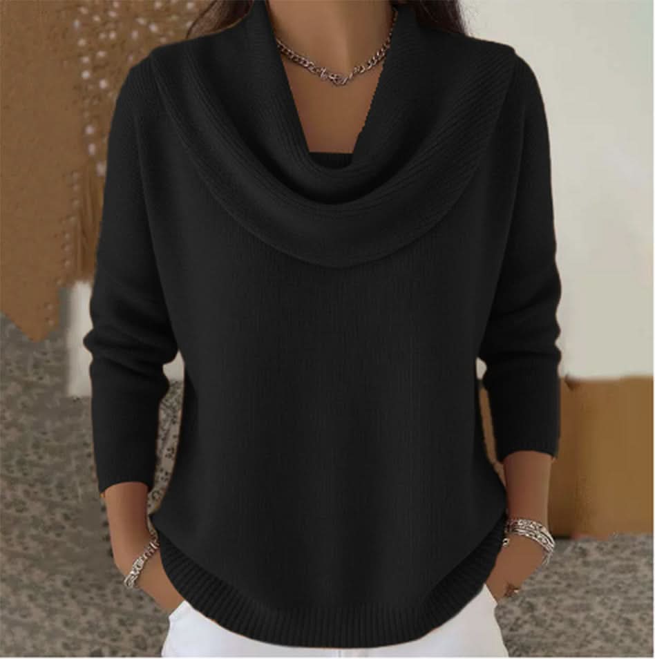 Natalie | Womens Cowl Neck Knit Sweater in Soft Cotton | Relaxed Fit, Office to Weekend | Red, Pink, Black and More S-3XL
