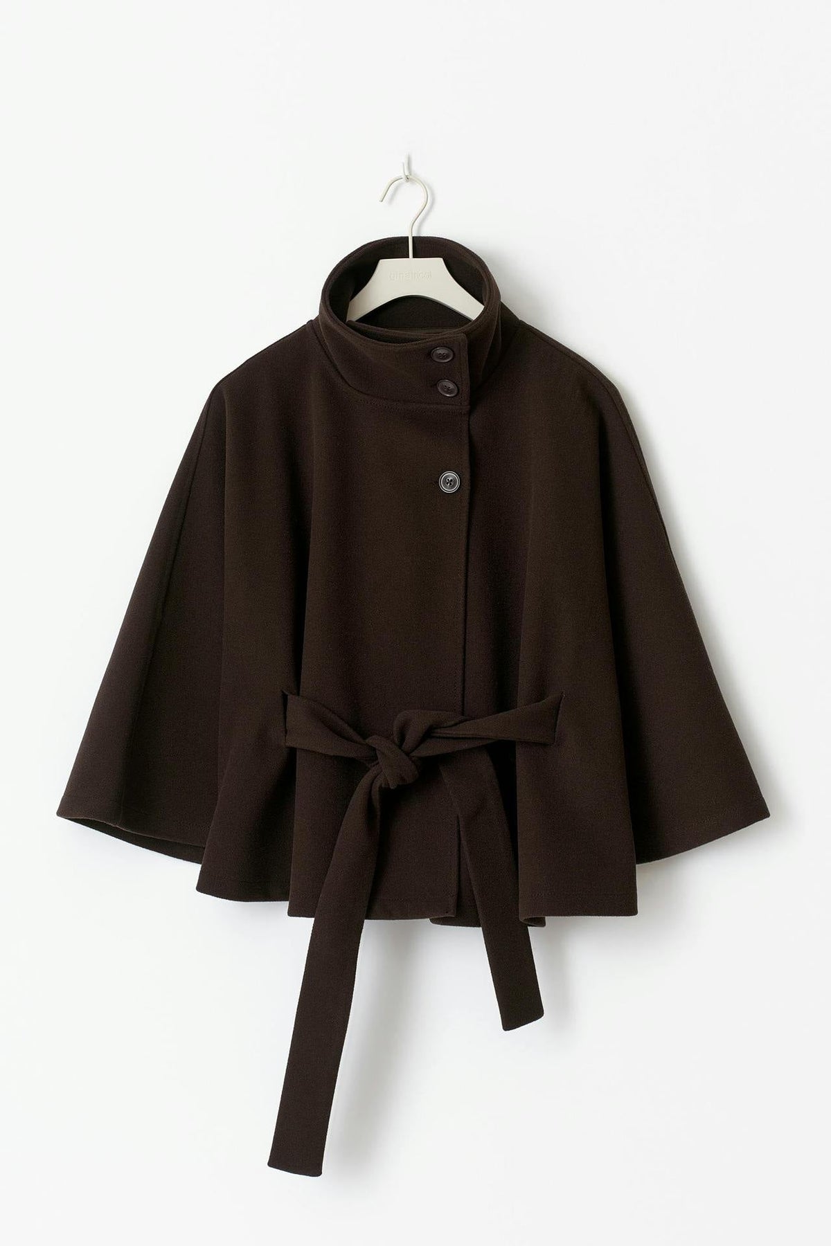 Anneke Button-Front Belted Cape Coat