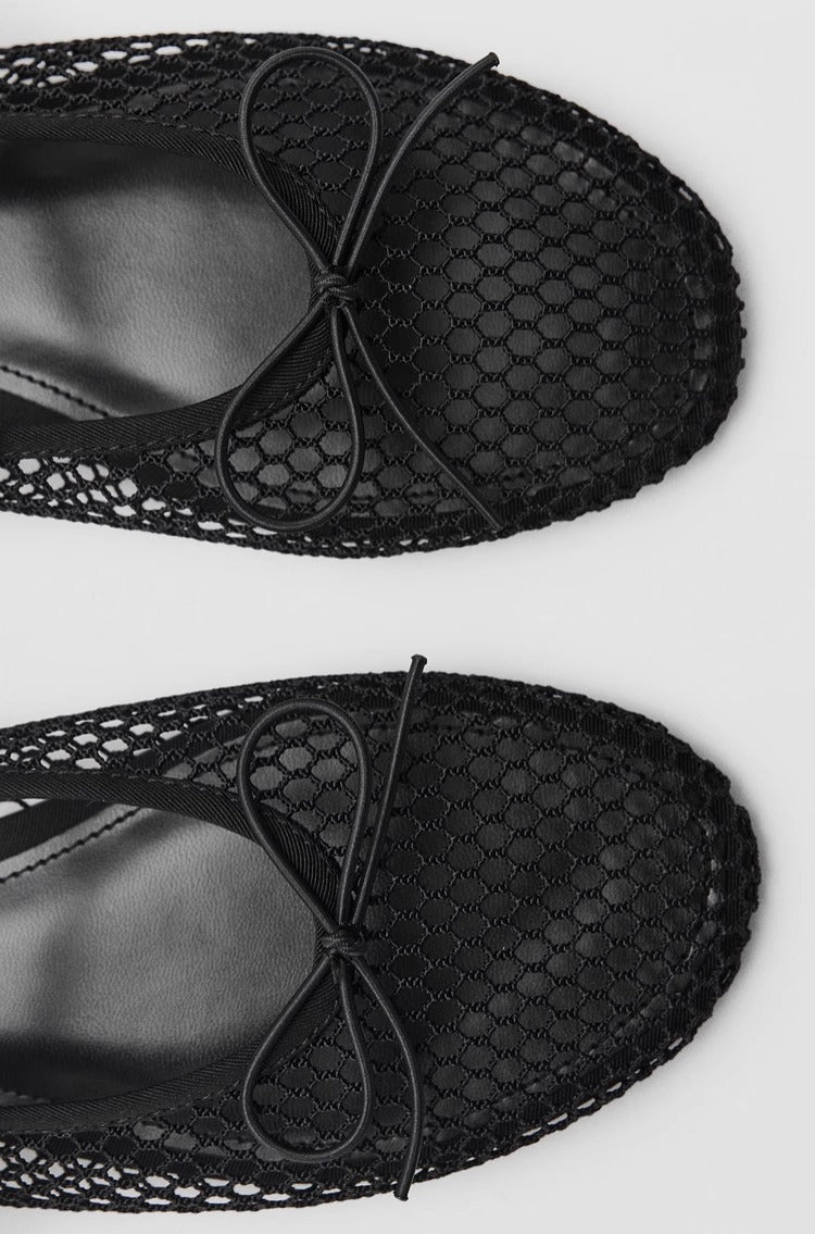 Romina Mesh Bow Mary Jane Ballet Flats