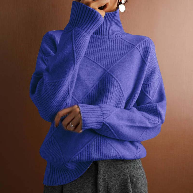Women's Geometric Turtleneck Sweater, Long Sleeves