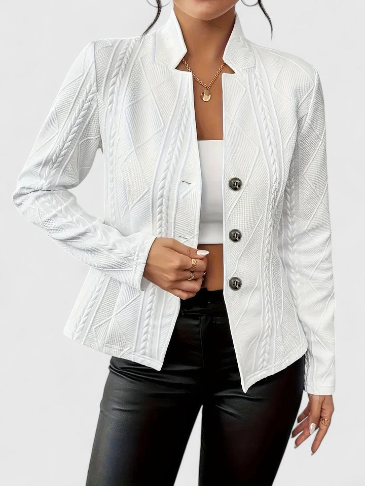 Maurelle | Womens Textured Jacket with Stand Collar | Geometric Texture, Sculpted Fit | Black, Gray, Pink and More S-2XL