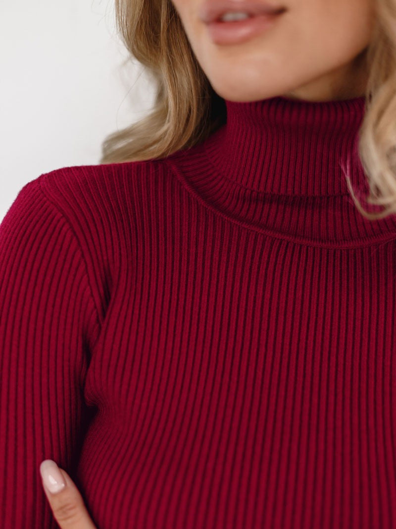 Dagny Cotton Ribbed Knit Turtleneck Sweater