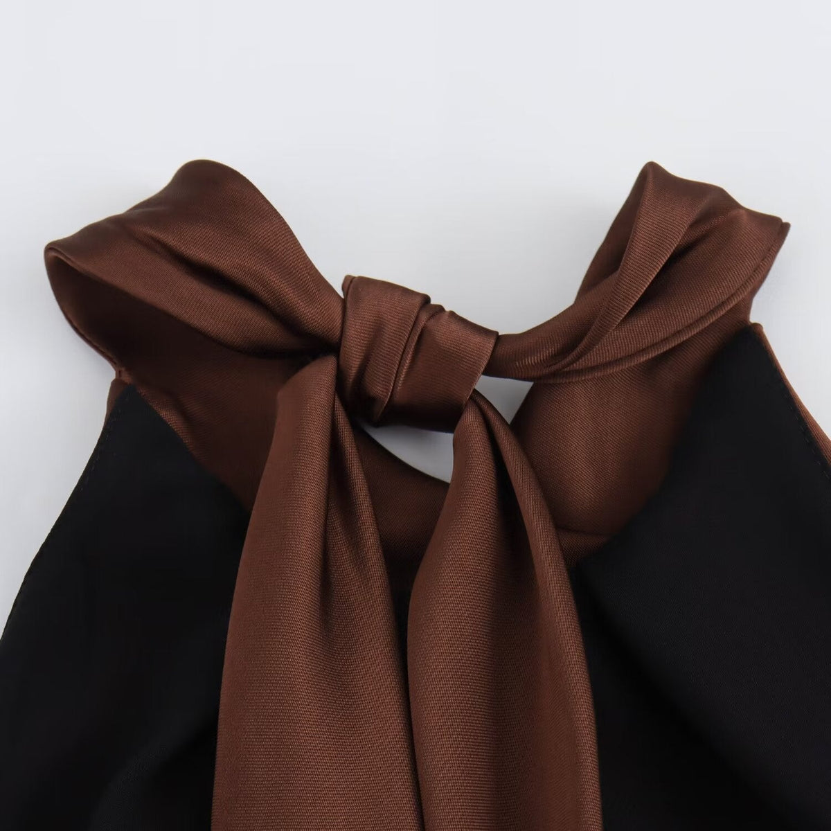 Women's Brown Halter Maxi Dress, Sleeveless, Slim Fit