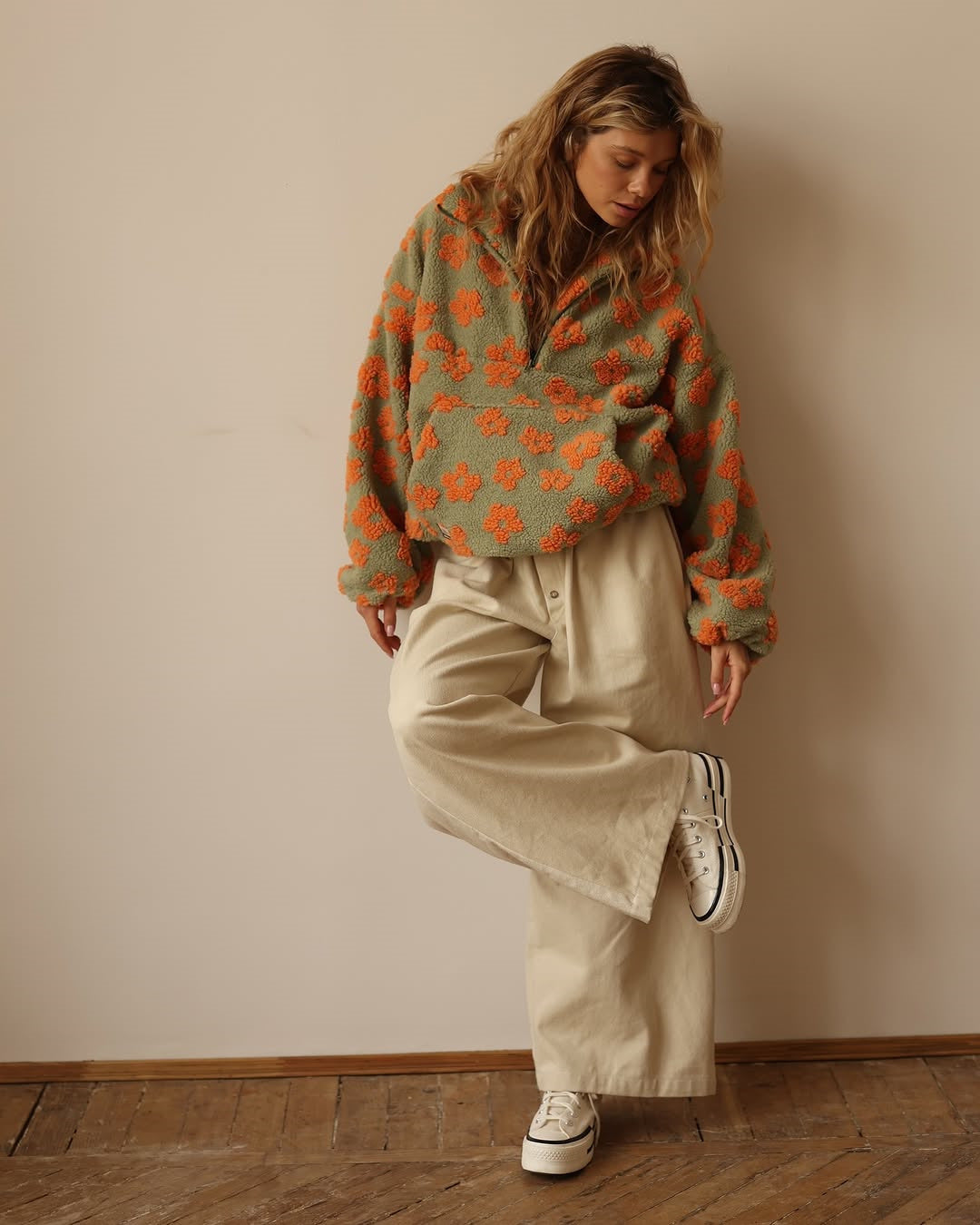 Aurore Floral Sherpa Half-Zip Pullover
