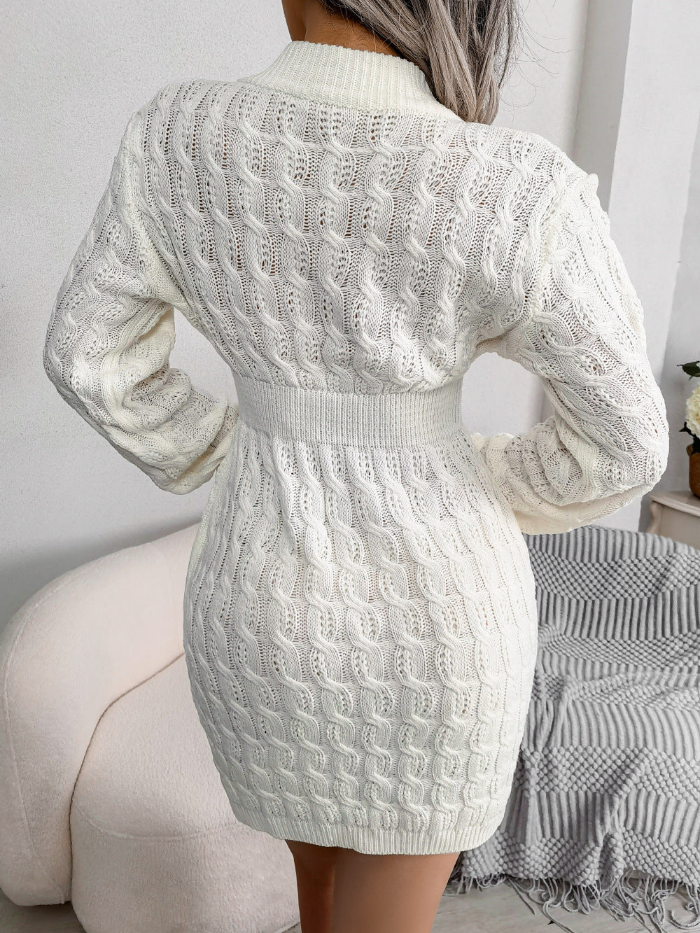 Domitia Crew Neck Textured Sweater Dress