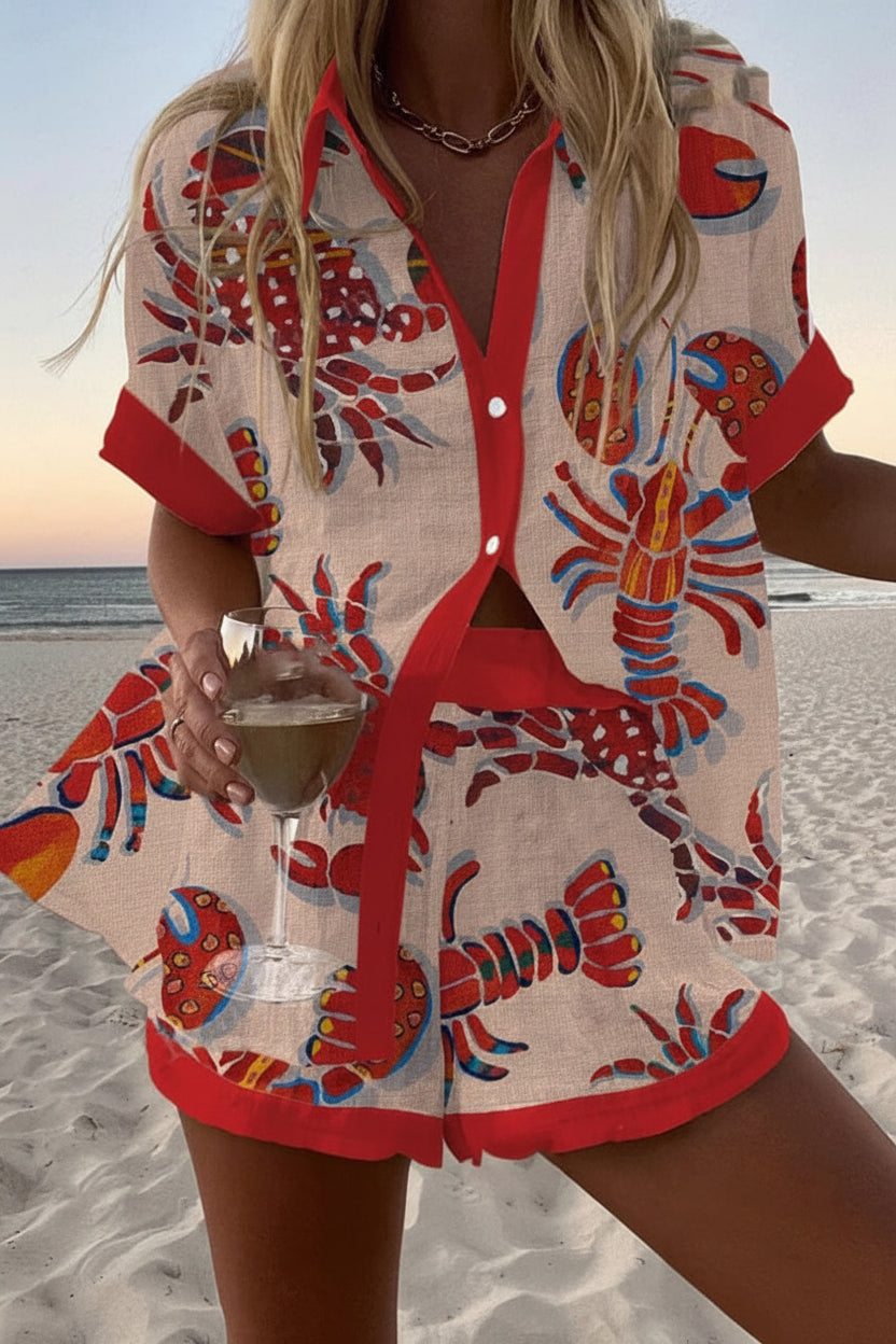 Monaco | Cream Summer Shirt and Trousers Set