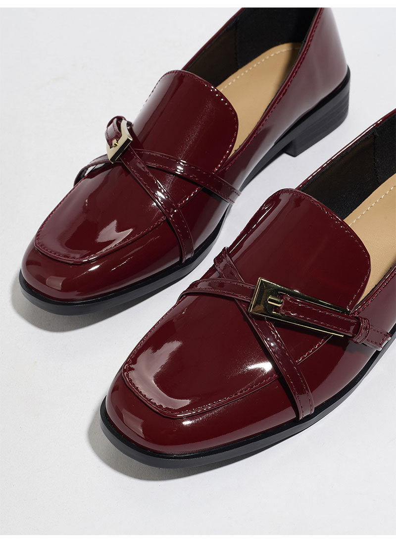 Ophelie Patent Square Toe Bar Loafers