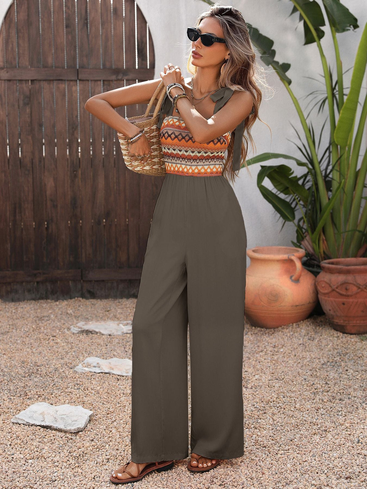 Diane Smocked Wide Leg Jumpsuit