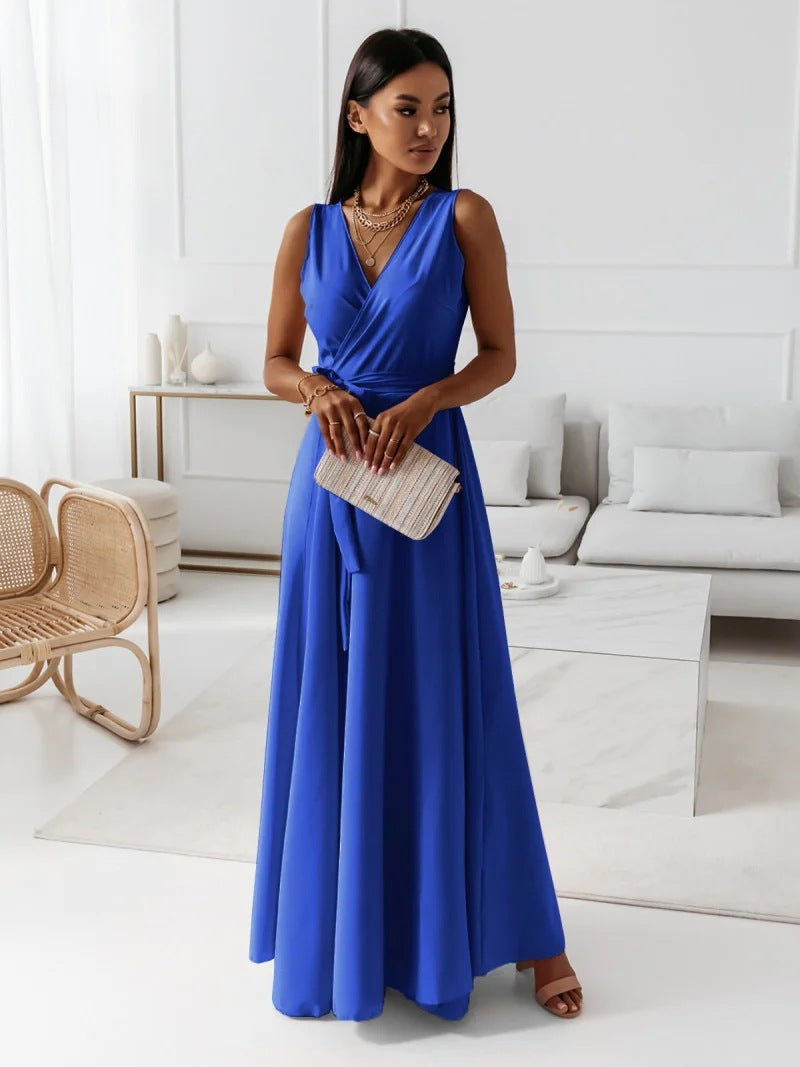 Women's Wrap Wedding Guest Maxi Dress – Flowy Formal Occasion Dress