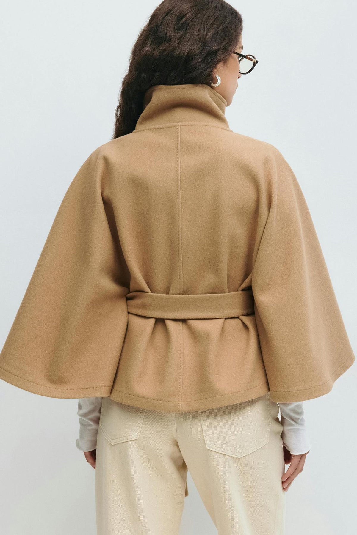 Anneke Button-Front Belted Cape Coat