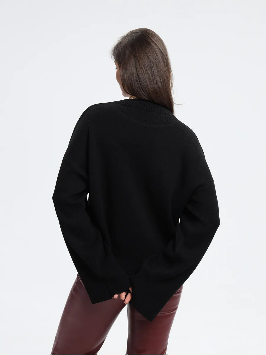 Signe Ribbed-Cuff Oversized Pullover Sweater