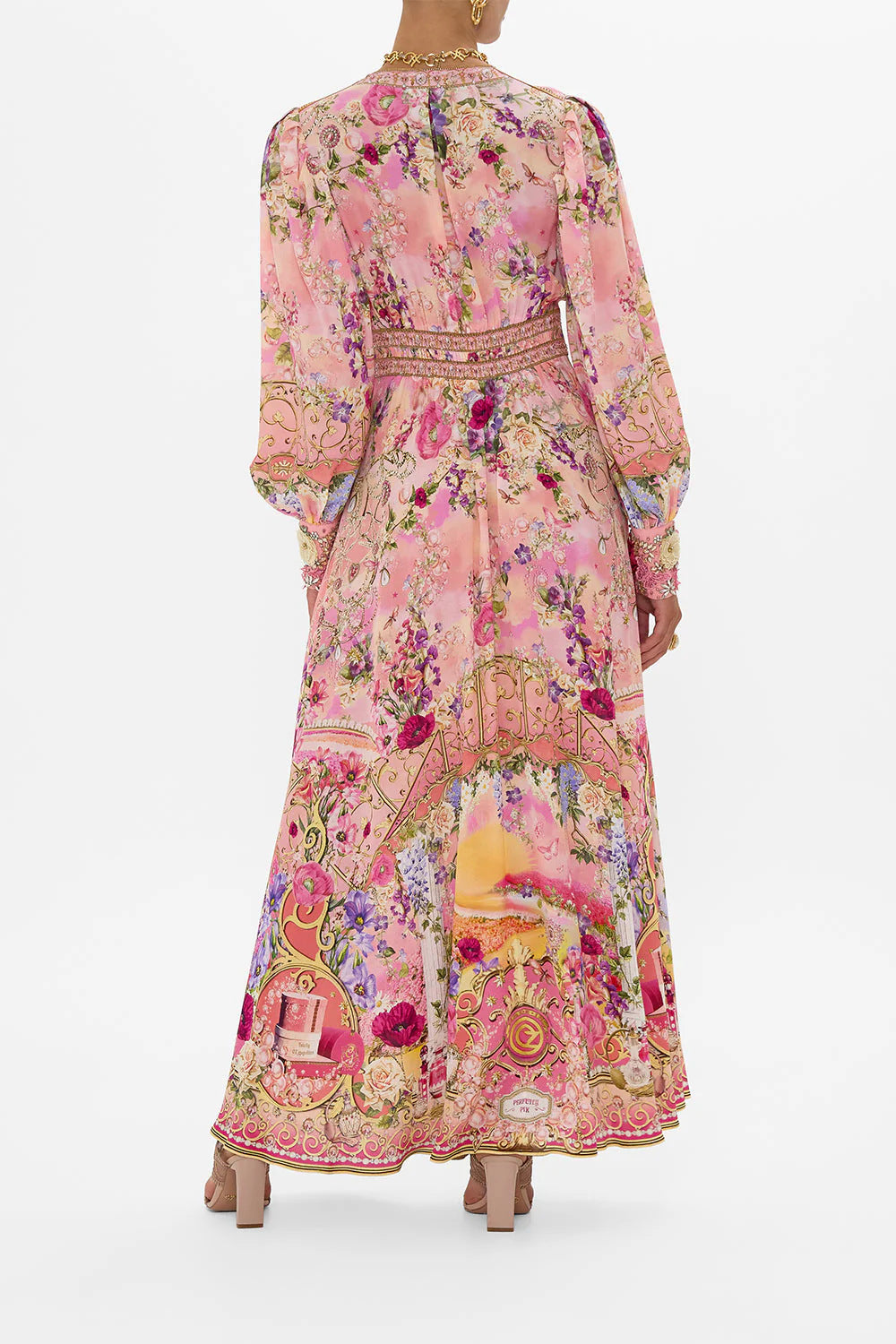 Aveline Floral Chiffon Puff Sleeve Maxi Dress