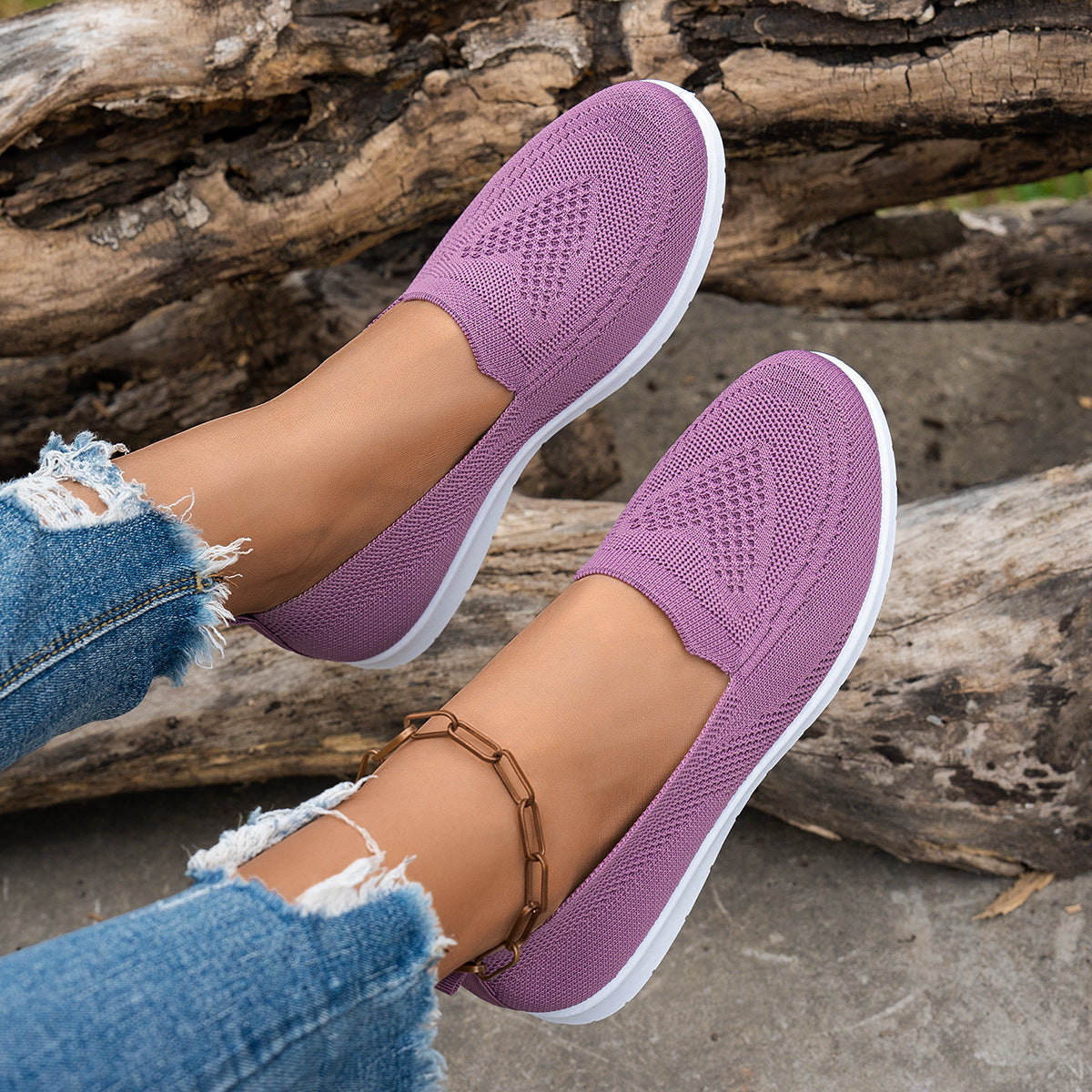 Women's Slip-On Walking Shoes Breathable Mesh Lightweight