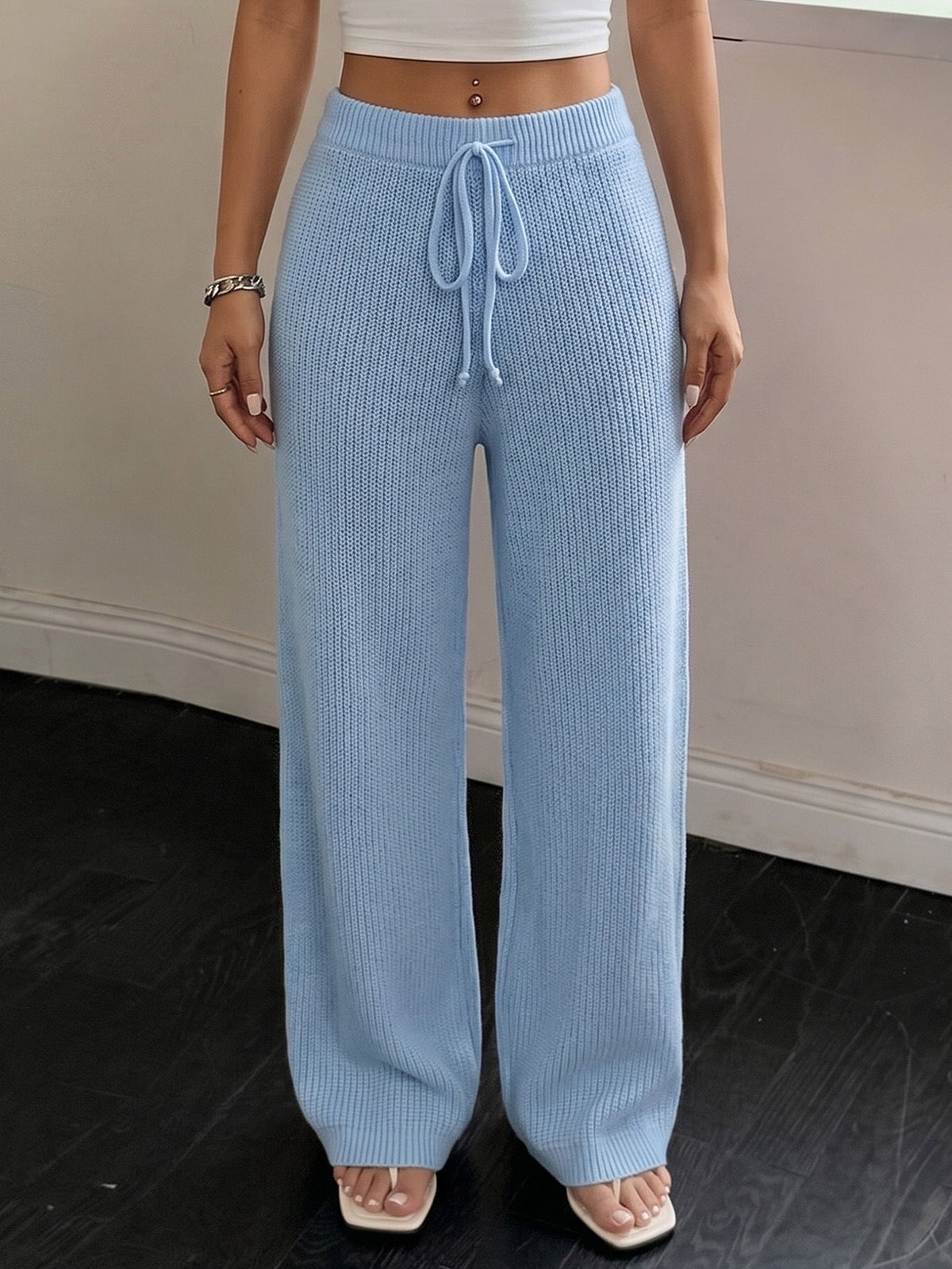Aitana Ribbed Knit Wide-Leg Trousers
