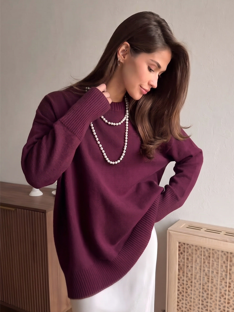 Ottilia Cotton Crew Neck Drop Shoulder Sweater