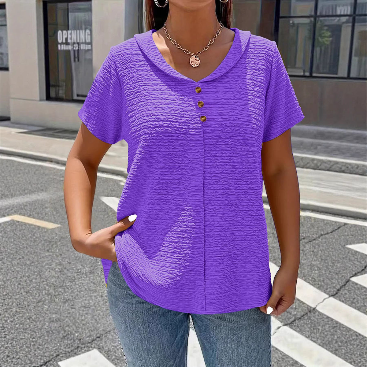 Etta Textured V-Neck Everyday Blouse