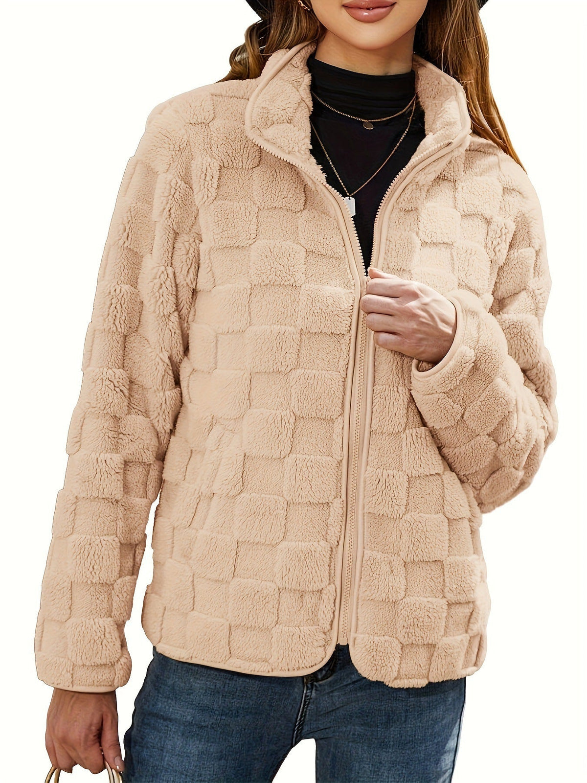 Pilar Checkered Fleece Zip-Up Jacket