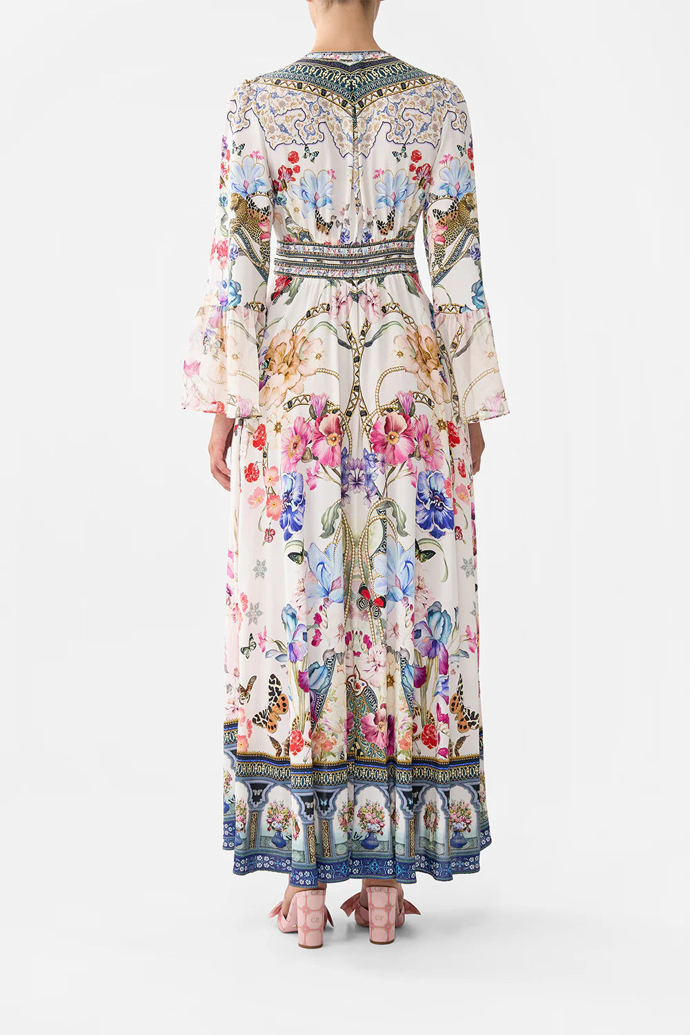Aveline Floral Chiffon Puff Sleeve Maxi Dress