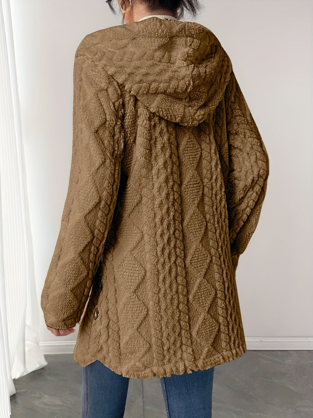Embla Hooded Sherpa Fleece Button Jacket