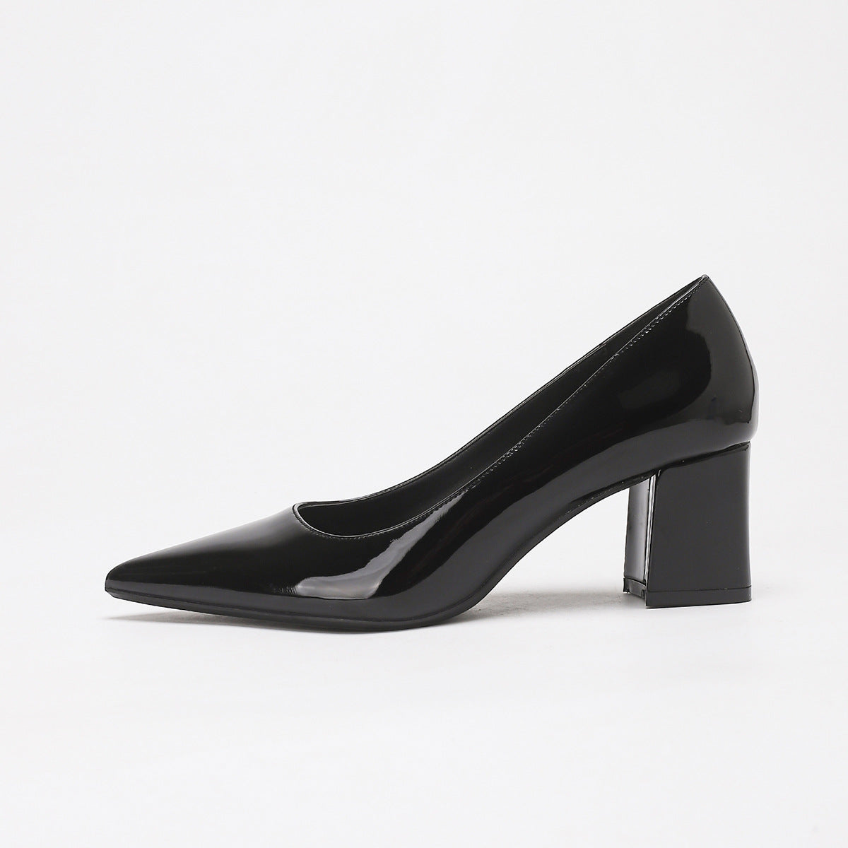 Heloise Patent Pointed Toe Block Heel Pumps