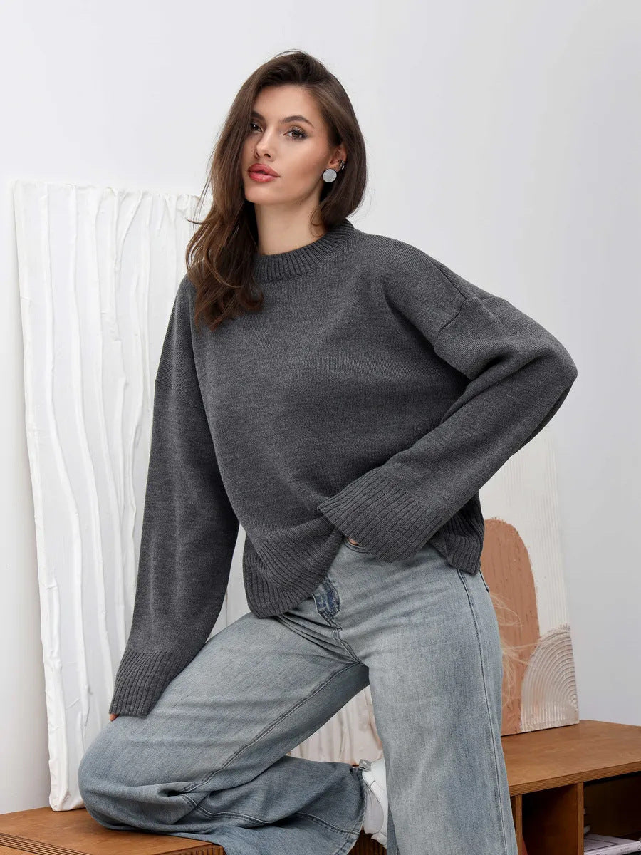 Signe Ribbed-Cuff Oversized Pullover Sweater