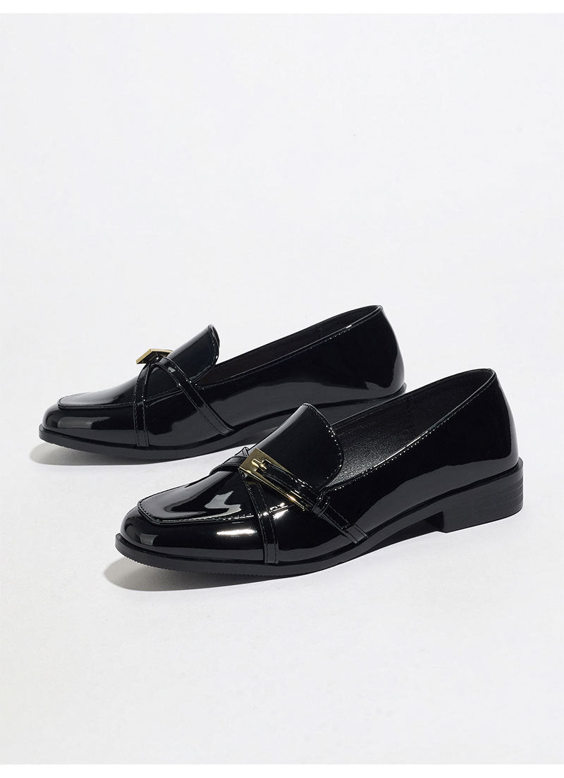 Ophelie Patent Square Toe Bar Loafers