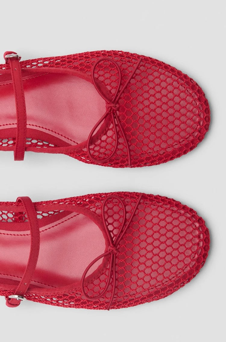 Romina Mesh Bow Mary Jane Ballet Flats