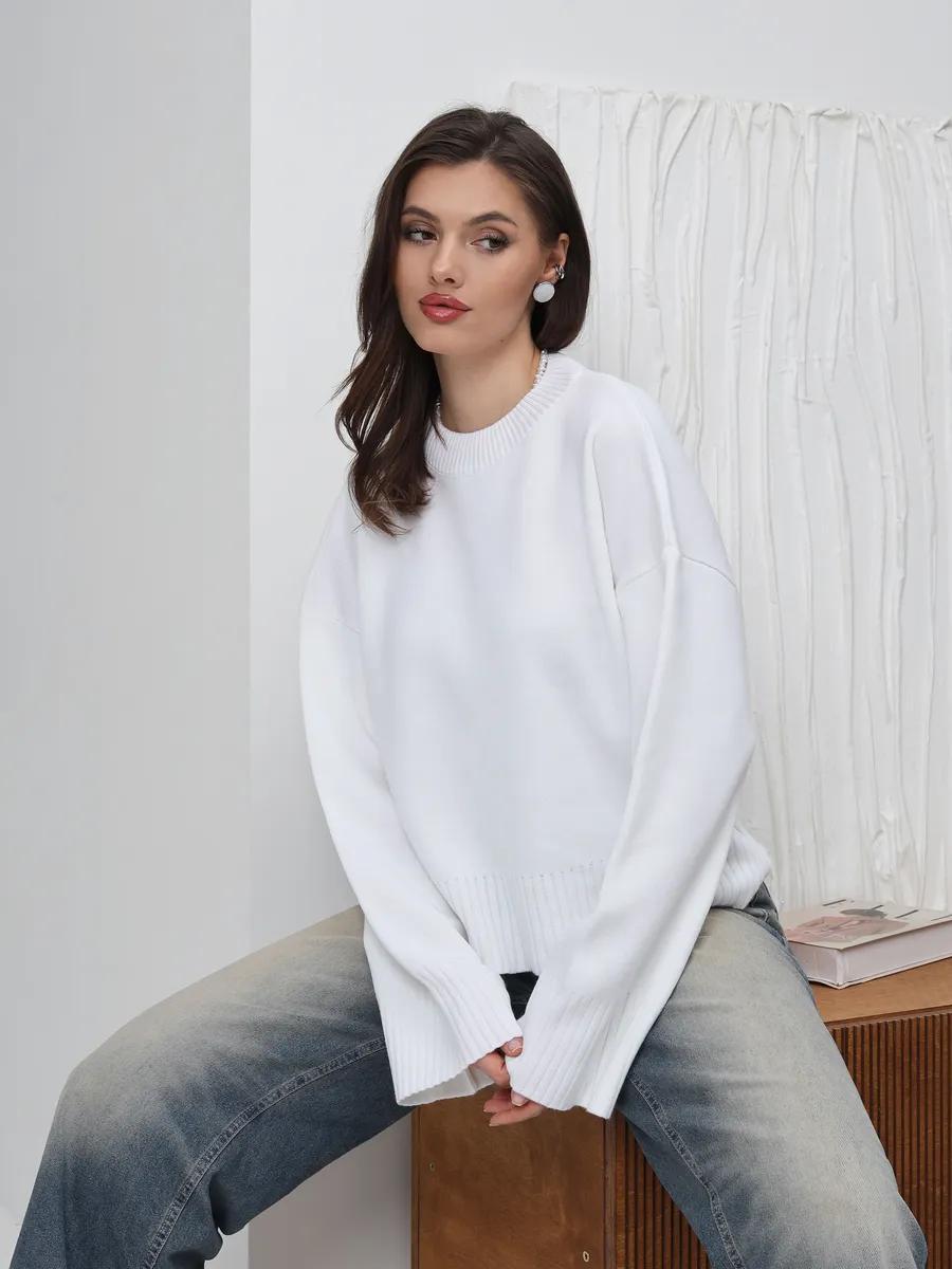 Signe Ribbed-Cuff Oversized Pullover Sweater