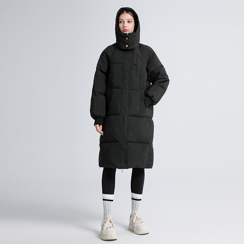 Women's Puffer Jacket with Hood and Pockets
