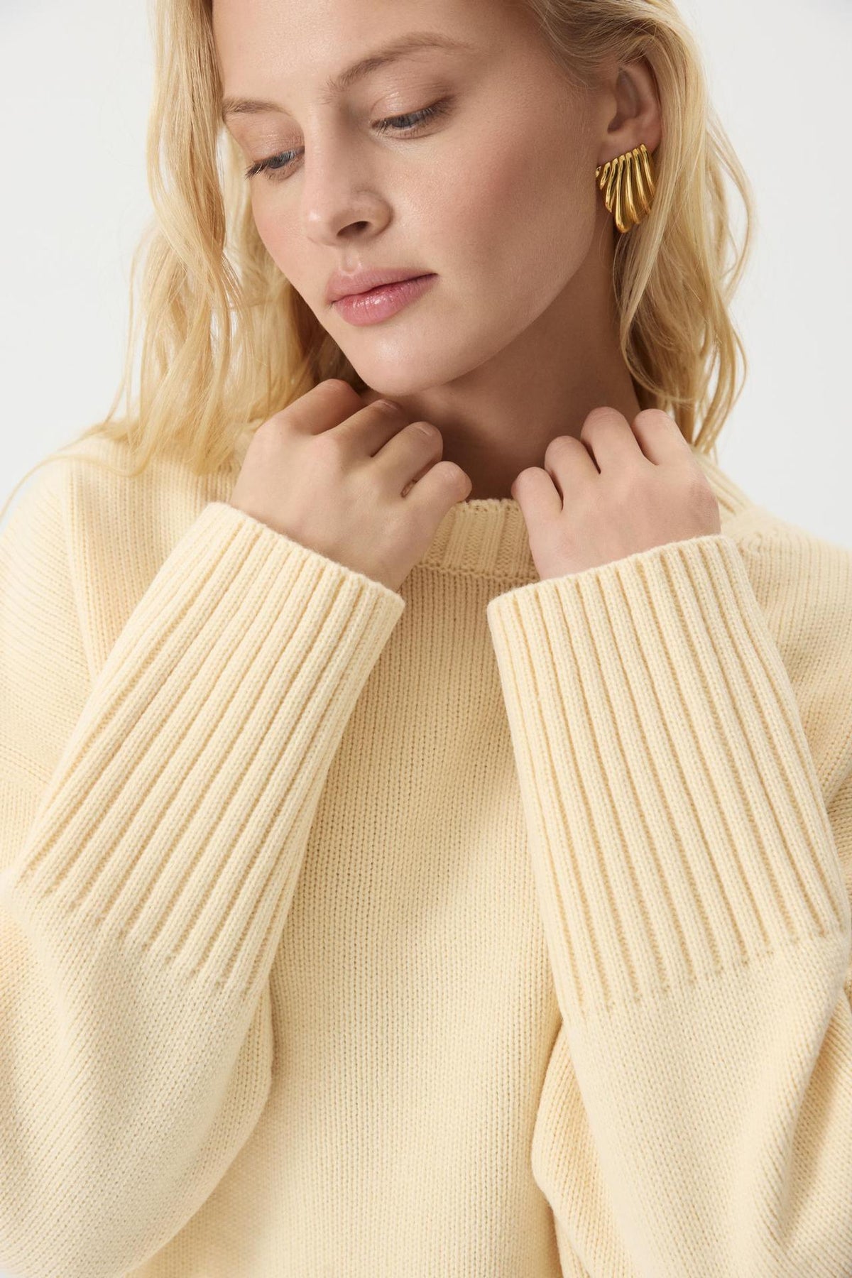 Ottilia Cotton Crew Neck Drop Shoulder Sweater