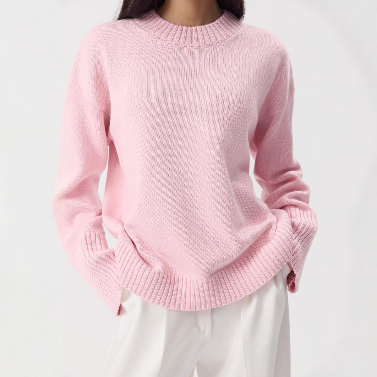 Ottilia Cotton Crew Neck Drop Shoulder Sweater