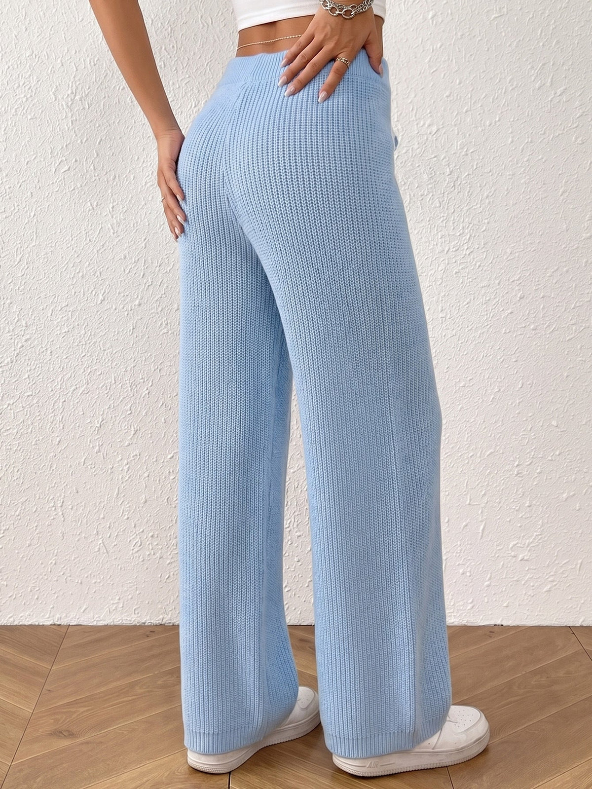 Aitana Ribbed Knit Wide-Leg Trousers
