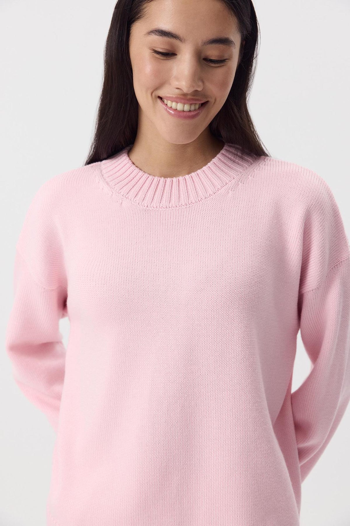 Ottilia Cotton Crew Neck Drop Shoulder Sweater