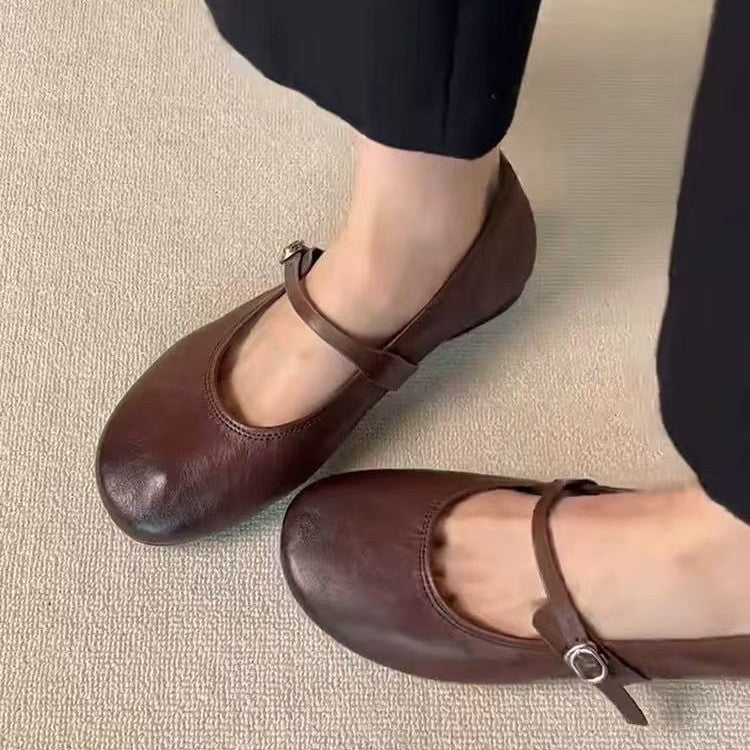 Women's Mary Jane Flats with Adjustable Strap