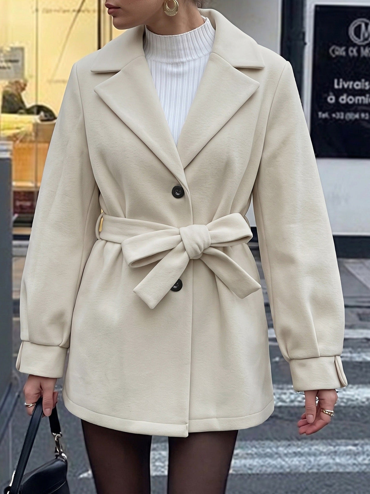 Millie Belted Wool Blend Short Coat