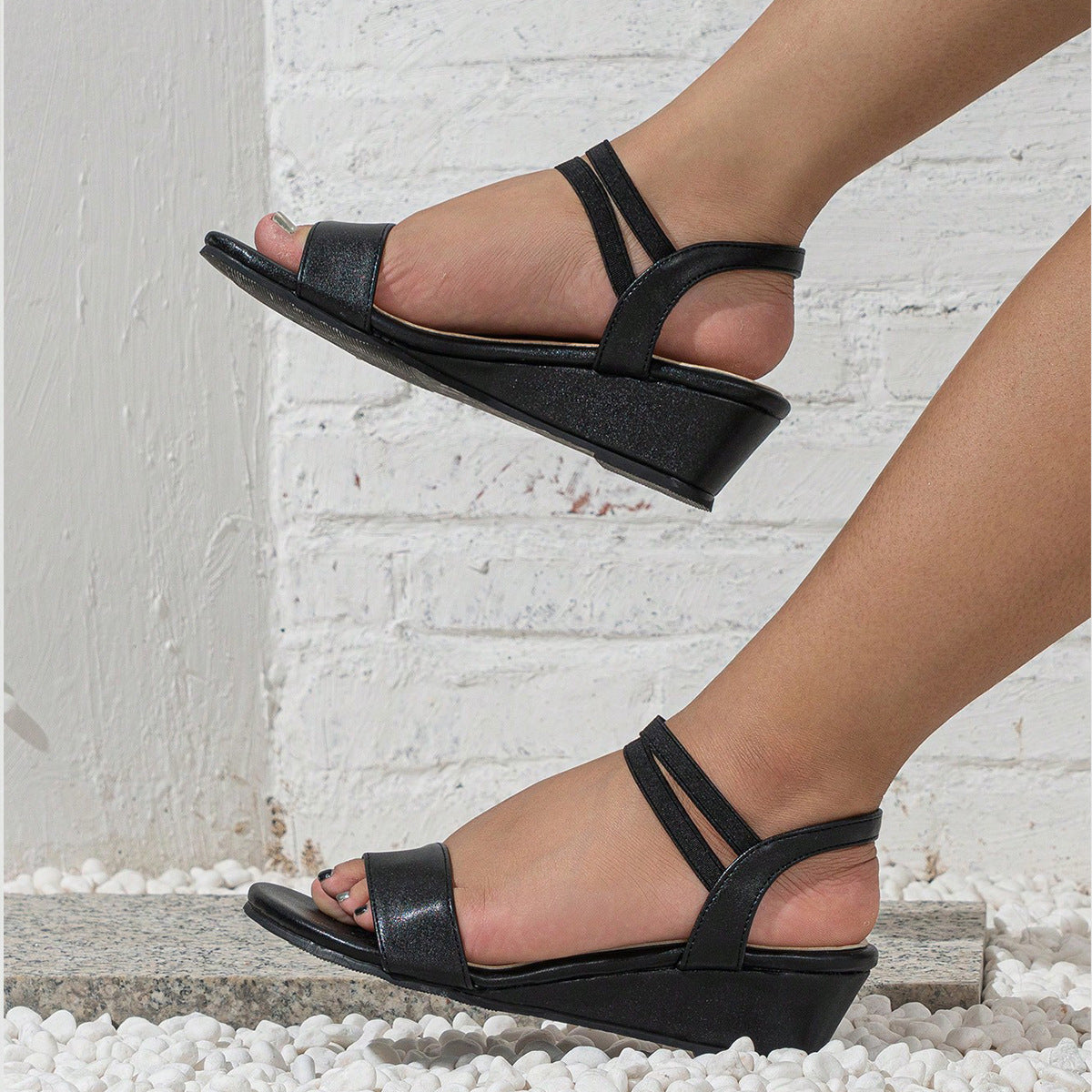 Zelie Double Strap Low Wedge Sandals