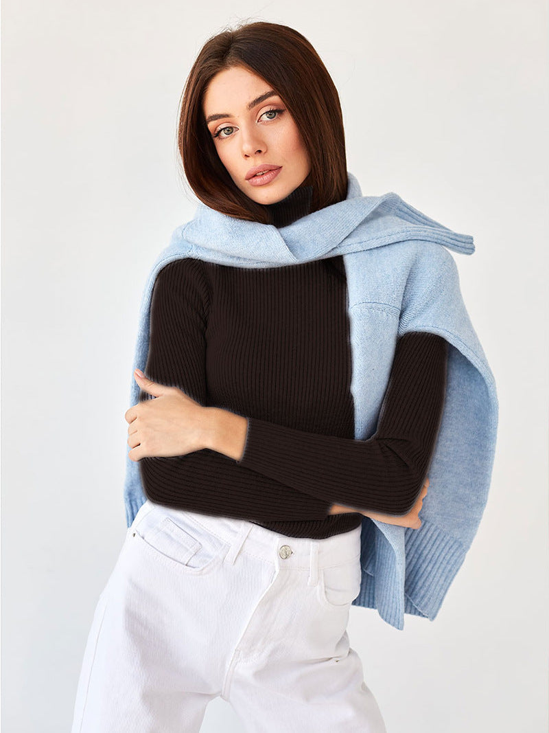 Dagny Cotton Ribbed Knit Turtleneck Sweater