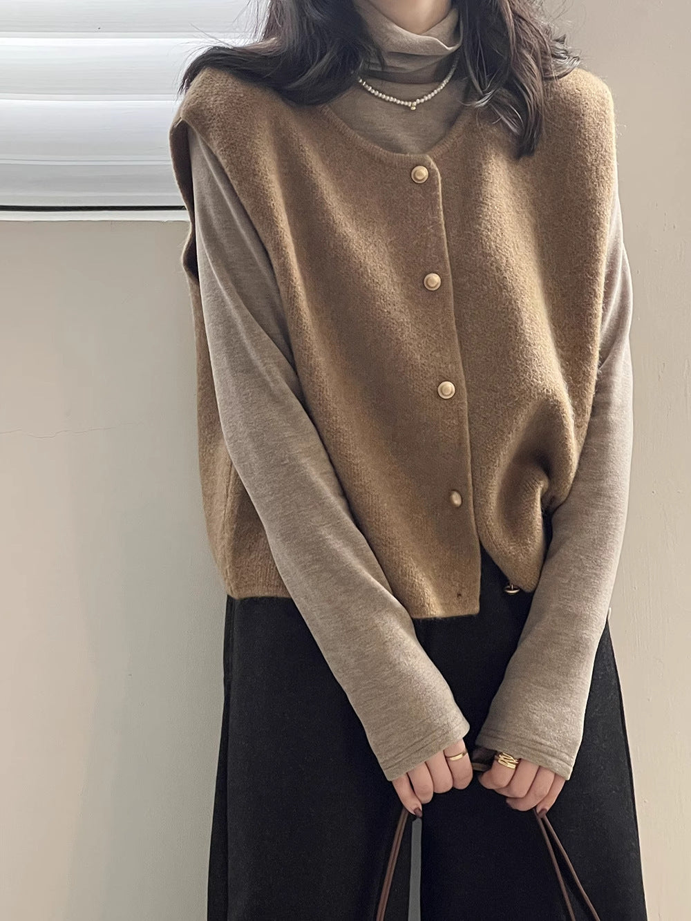 Amaya Button-Front Knit Sweater Vest