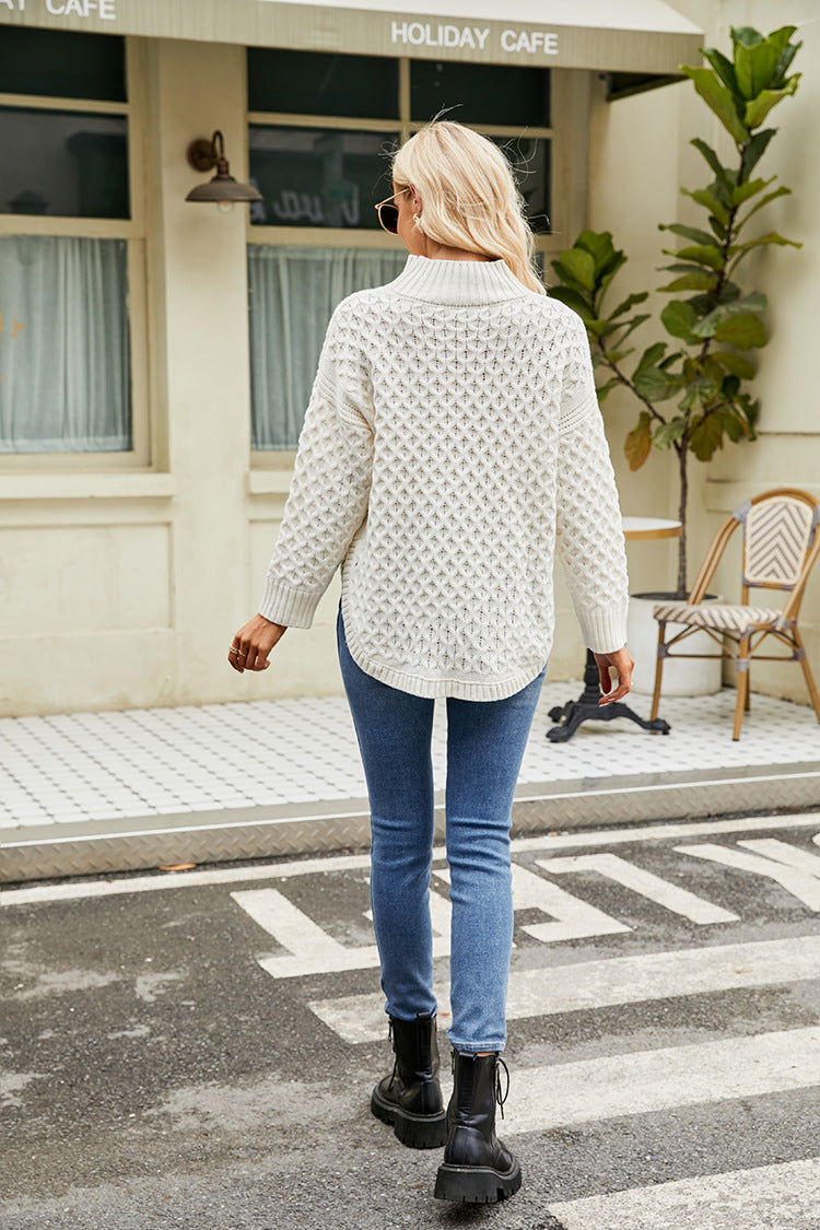 Gaelle Textured Mock Neck Tunic Sweater